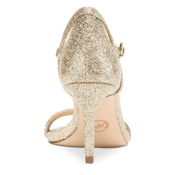 Michael Kors Simone Mid Gold Glitter Sandals Women’s 8 - Picture 3 of 8